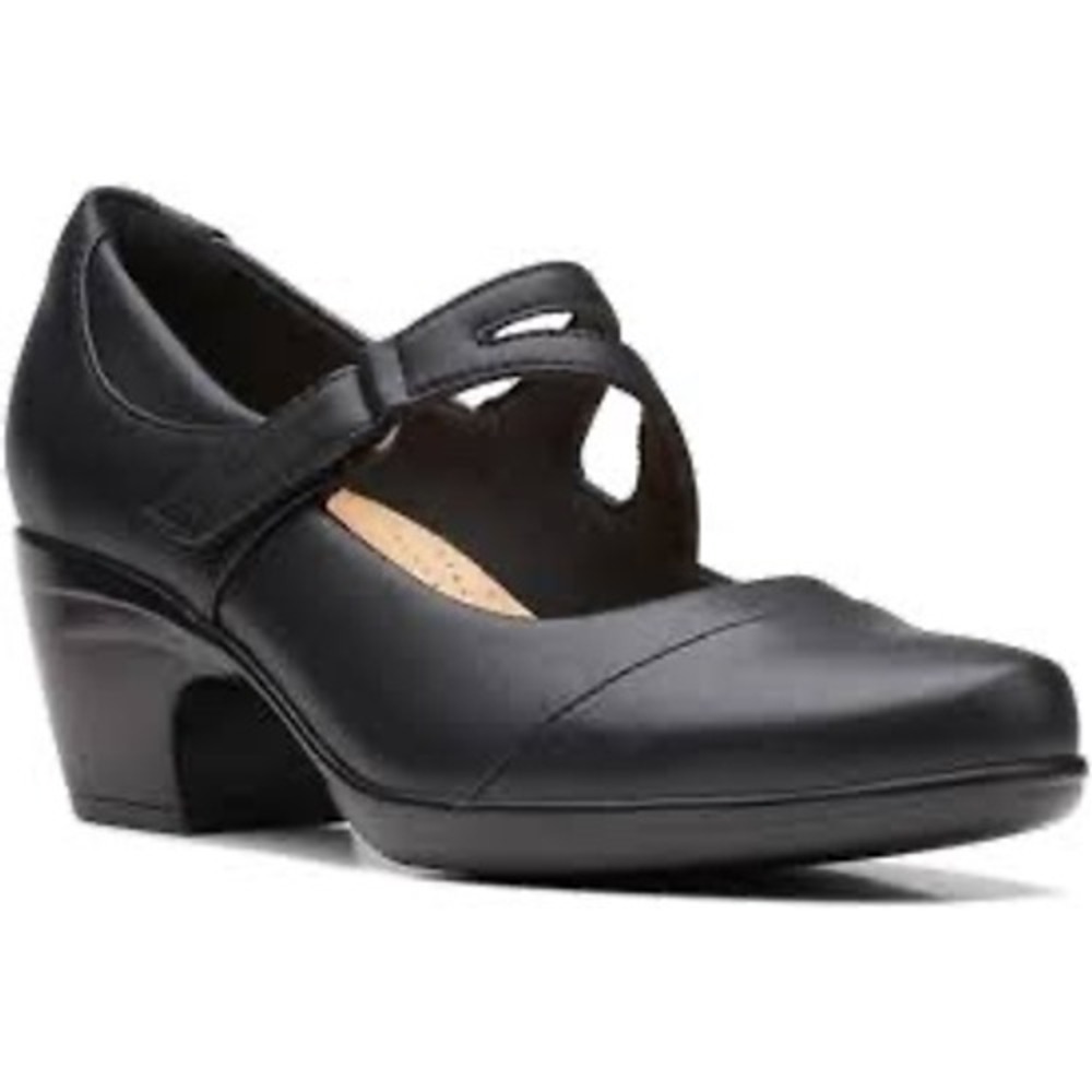 Clarks Emily Clover mary Jane pumps black leather women's size 7.5 business